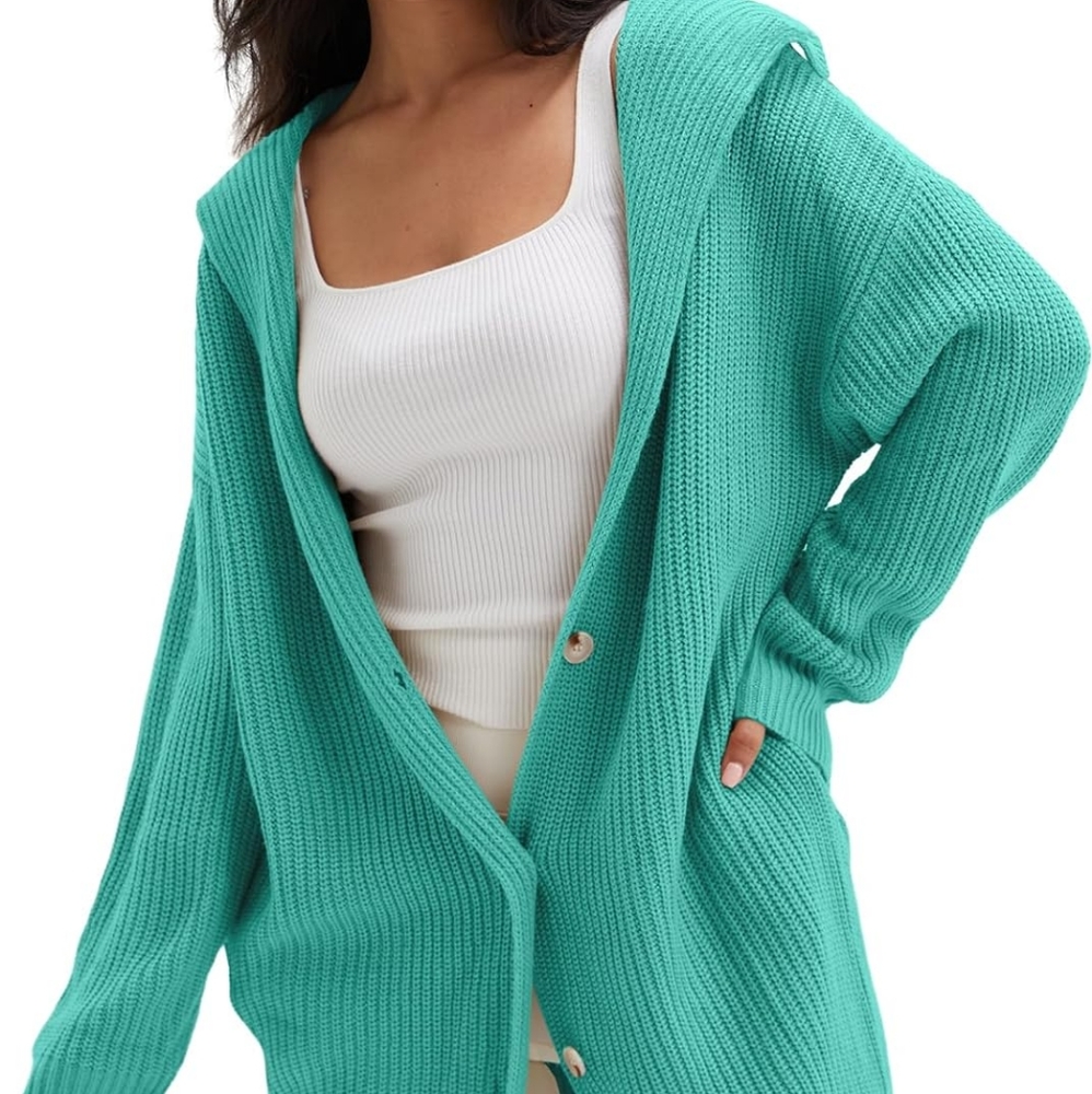 DEEP SELF Women's Long Sleeve Open Front Cardigan 2023 Fall Casual Loose Button